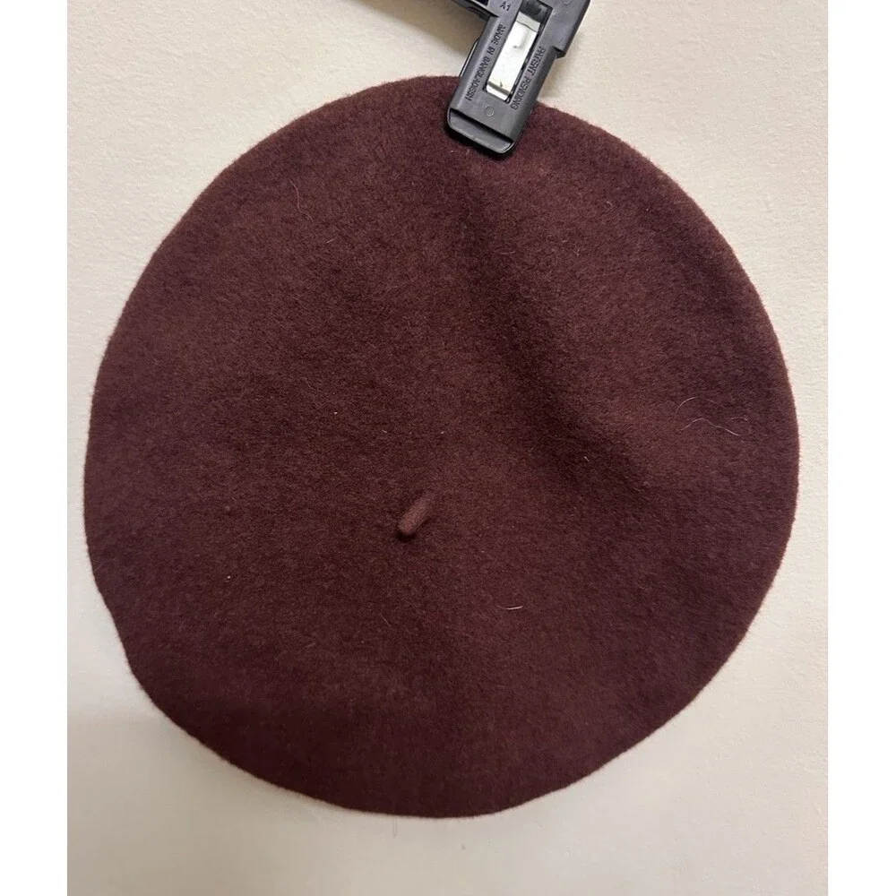 Arlin Beret Hat Women One Size Brown Maroon 100% Wool Fifth Avenue Vintage